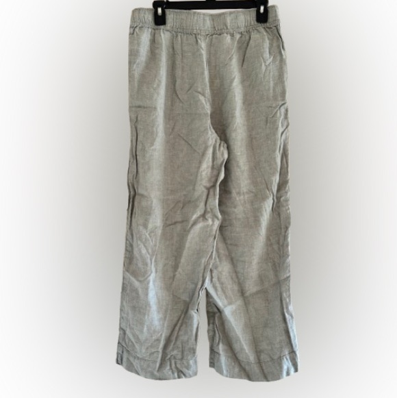 Tahari Linen Wide Leg Pants L Green-Gray Coastal Cowgirl Quiet Luxury - Picture 5 of 5